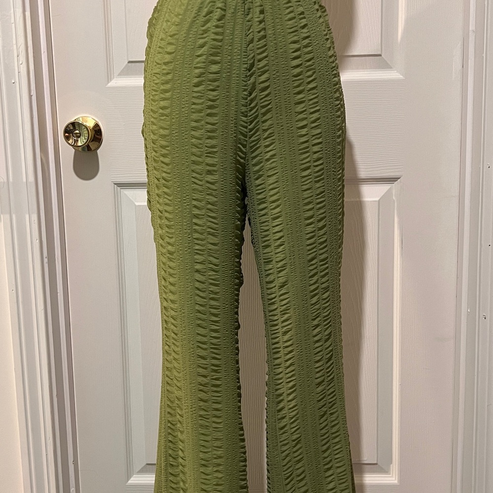 Emory Park Sage Green Textured Wide Leg Pants